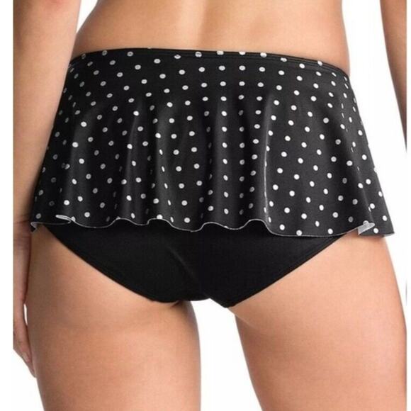NEW Spanx Black Polka Dot Flirty Skirted Ruffle Shaping Swim Suit Bottom - Picture 3 of 9